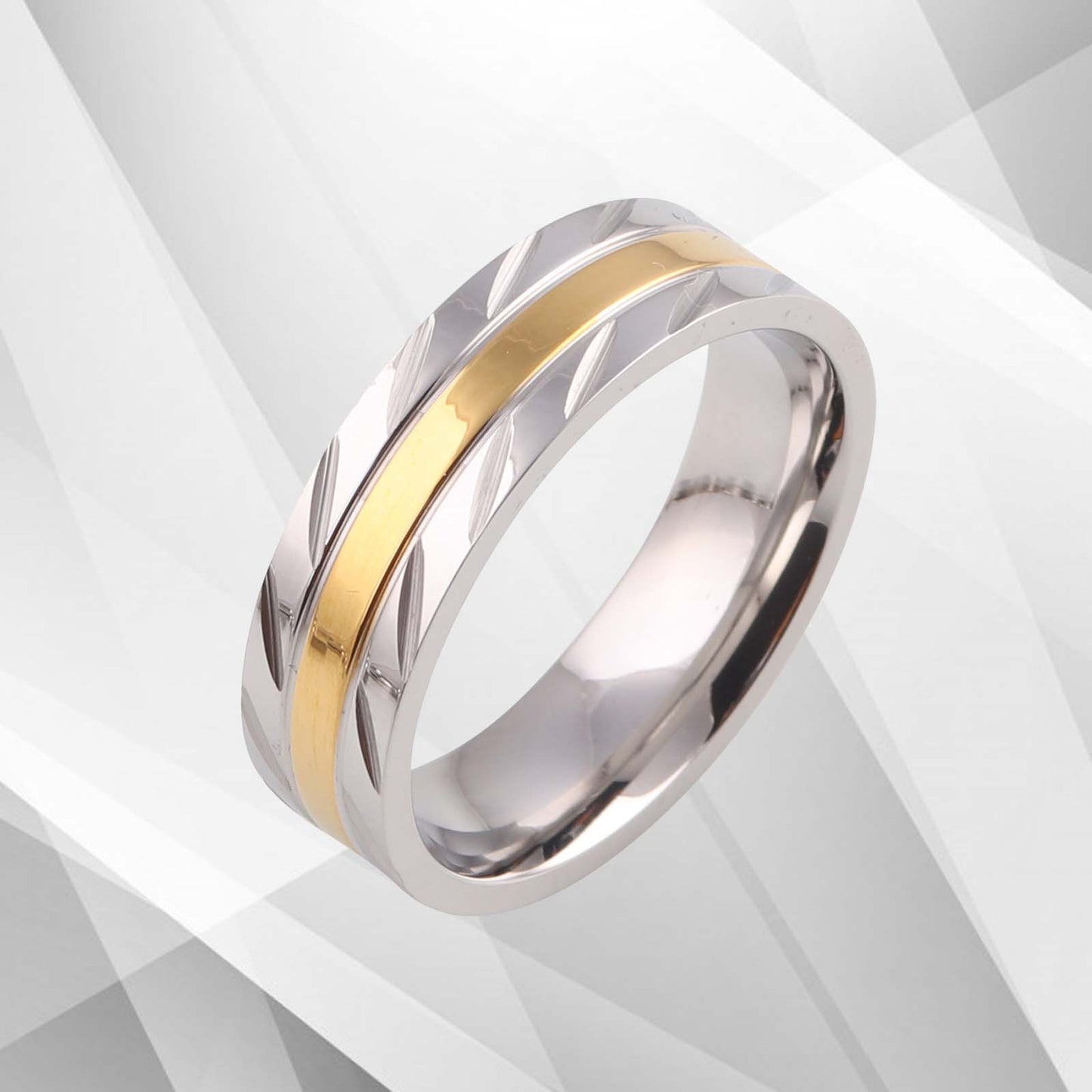 Sleek Gold Highlight Silver Ring