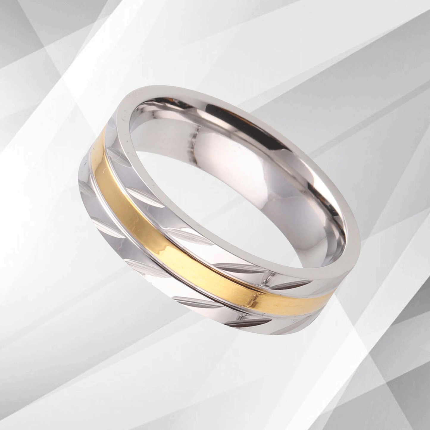 Sleek Gold Highlight Silver Ring