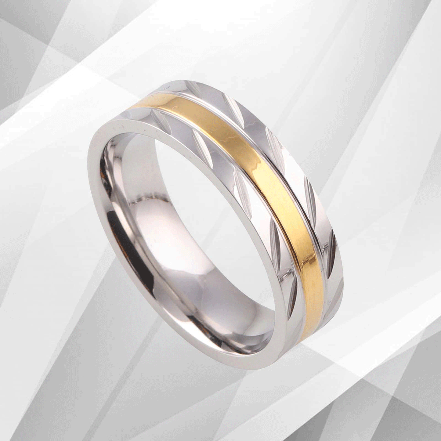 Sleek Gold Highlight Silver Ring