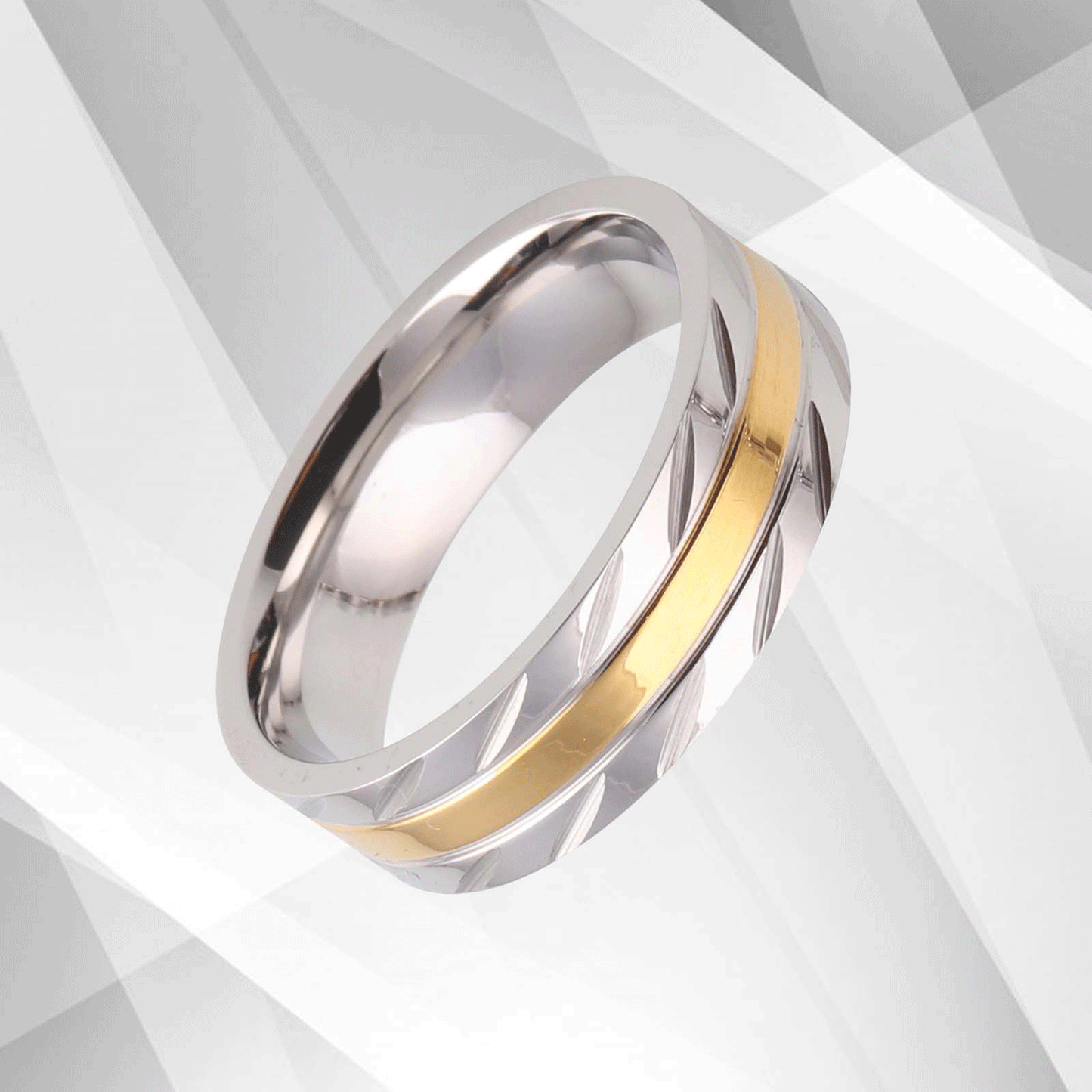 Sleek Gold Highlight Silver Ring