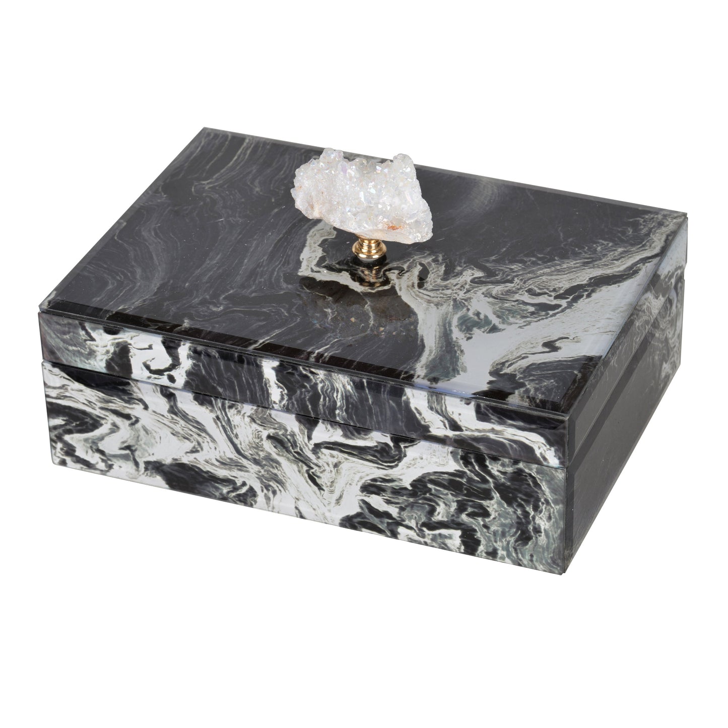 Black Marbled Jewelry Box - Stackable Decorative Storage