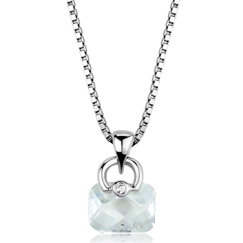 Diamond Stone Pendant & Box Chain Combo