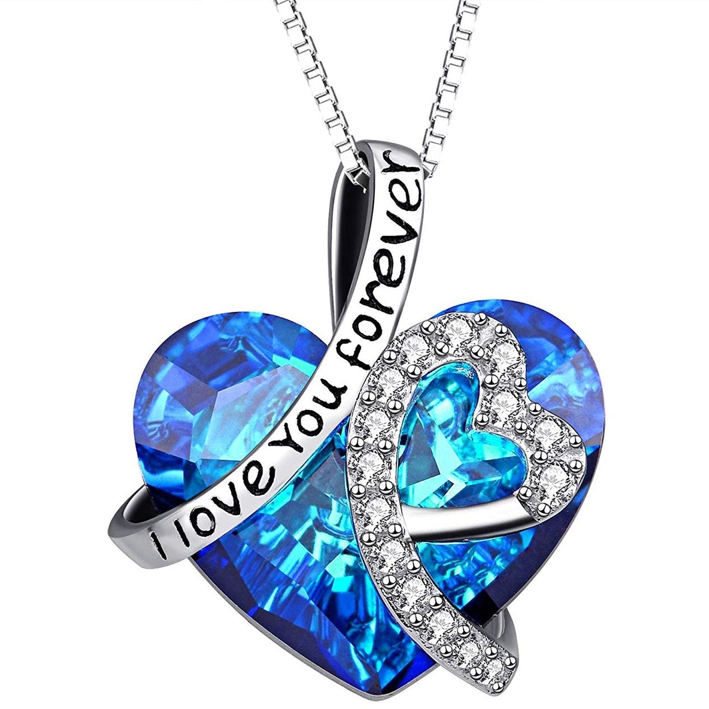 I Love You Forever Necklace - Blue Diamond