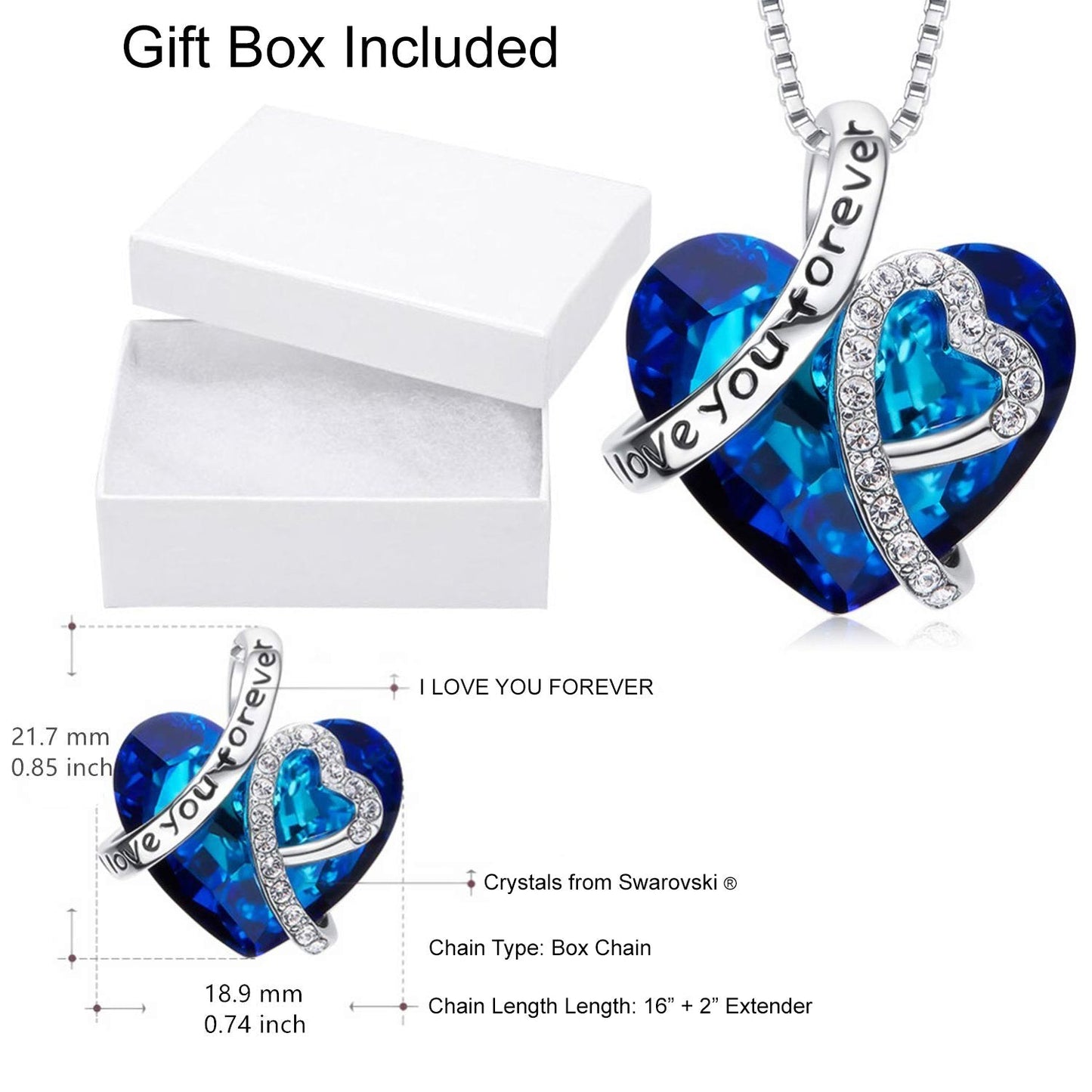 I Love You Forever Necklace - Blue Diamond