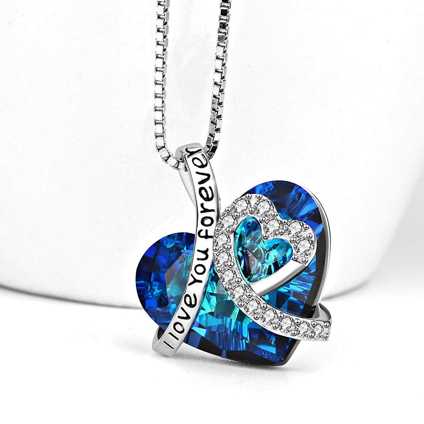 I Love You Forever Necklace - Blue Diamond