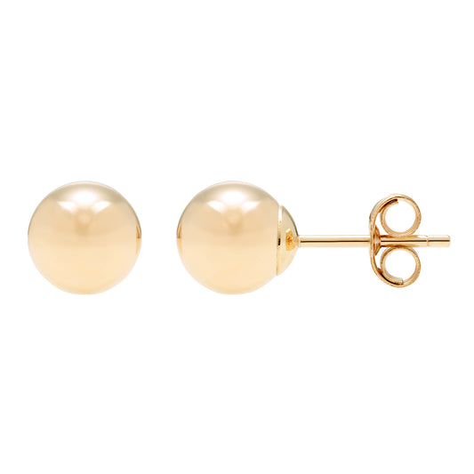 14K Yellow Gold Hollow Ball Stud Earrings (Sizes 3MM-8MM)