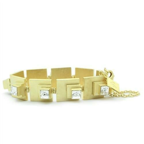 Diamond-Set Matte Gold Bracelet