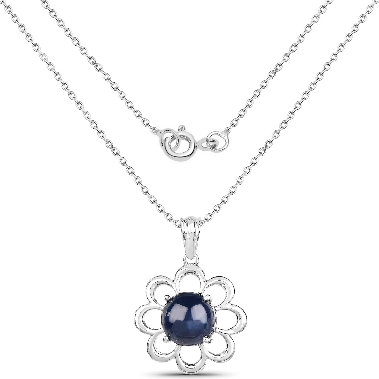 4.65 Blue Sapphire Sterling Silver Pendant